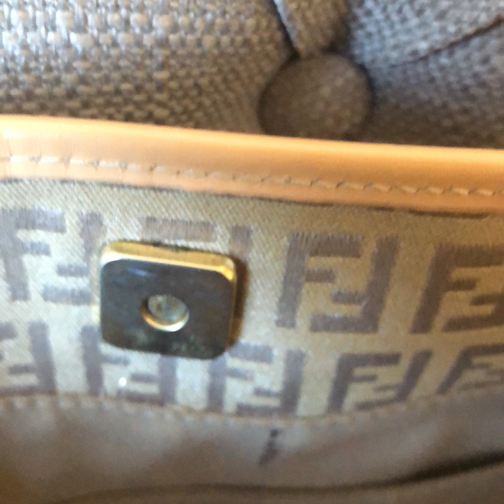 FENDI ZUCCHINO CANVAS tote beige material with Fendi logo rare find - Picture 6 of 16